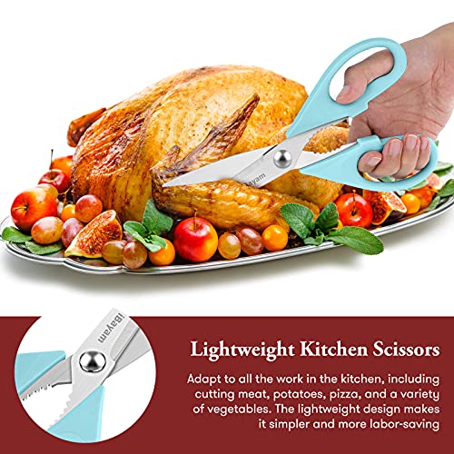 iBayam Kitchen Shears, iBayam Kitchen Scissors All Purpose Heavy Duty Meat Scissors Poultry Shears, Dishwasher Safe Food Cooking Scissor Stainless Steel Utility Scissor, 2-Pack, Light Blue, Pistachio - Image 5