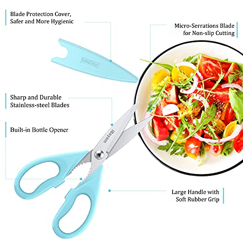 iBayam Kitchen Shears, iBayam Kitchen Scissors All Purpose Heavy Duty Meat Scissors Poultry Shears, Dishwasher Safe Food Cooking Scissor Stainless Steel Utility Scissor, 2-Pack, Light Blue, Pistachio - Image 2