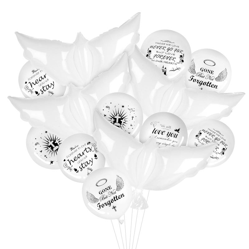 Eaezerav 39 Pcs Dove Memorial Balloons to Release in Sky Peace Dove White Biodegradable Balloons Memory Life Floting Balloon for Funeral Condolence Anniversary Happy Heavenly Memorial Decorations - Image 3