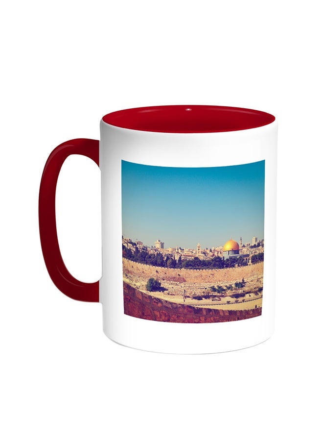RYN State Of Palestine - Alquds Printed Coffee Mug Red/White 11ounce
