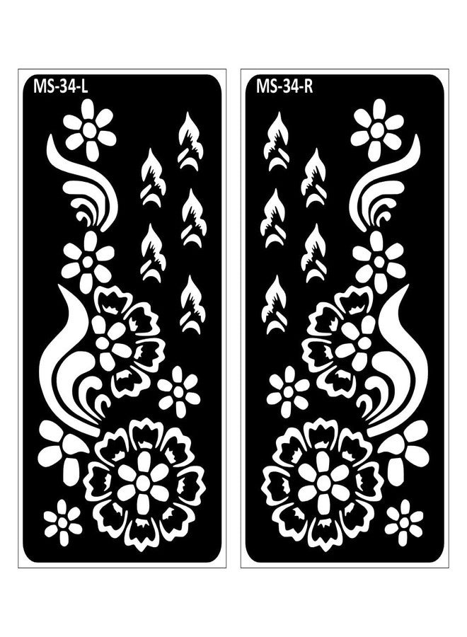 VANVATI Beautiful Hand Henna Template With Floral Mehndi Stencil Sticker One Set For Both Hand | Easy To Apply Stencil Mehndi Sticker Perfect For Weddings, Parties And any Occasion - Image 2