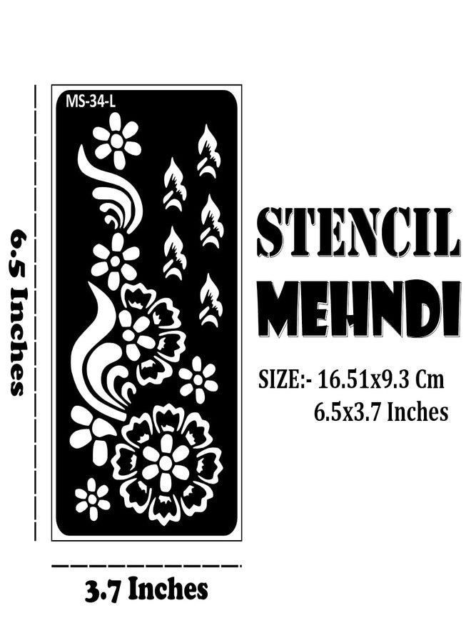 VANVATI Beautiful Hand Henna Template With Floral Mehndi Stencil Sticker One Set For Both Hand | Easy To Apply Stencil Mehndi Sticker Perfect For Weddings, Parties And any Occasion - Image 4
