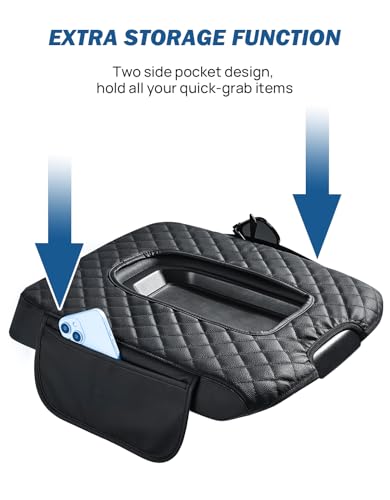 JOYTUTUS Center Console Cover Compatible with 20192025 2026 Silverado Sierra Jump Seat Leather Arm Rest Armrest Cover for Car Durable Middle Console Cover Replacement for Trucks with 2 Pockets - Image 3