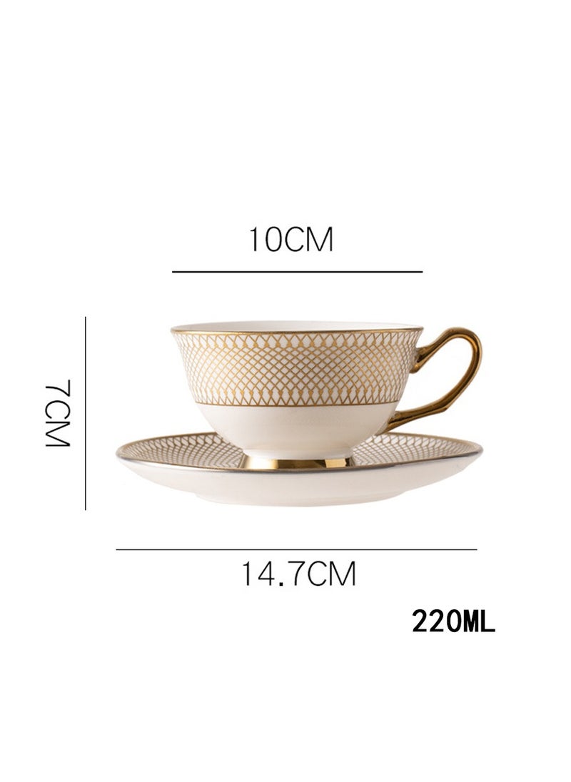 HenSunHome - 1 Cup 1 Saucer Phnom Penh Ceramic Coffee Cup And Saucer Afternoon Flower Tea Cup 220ml - Image 1