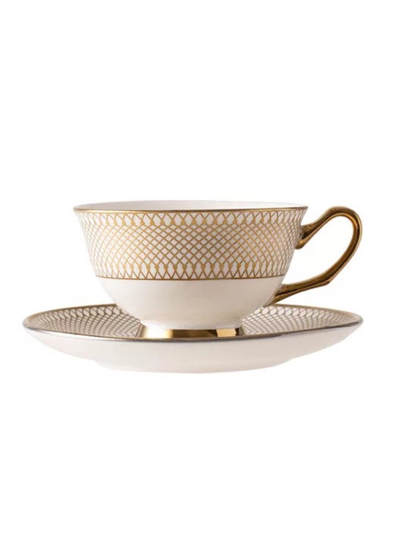 HenSunHome - 1 Cup 1 Saucer Phnom Penh Ceramic Coffee Cup And Saucer Afternoon Flower Tea Cup 220ml - Image 1