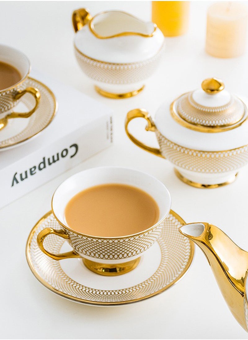 HenSunHome - 1 Cup 1 Saucer Phnom Penh Ceramic Coffee Cup And Saucer Afternoon Flower Tea Cup 220ml - Image 1