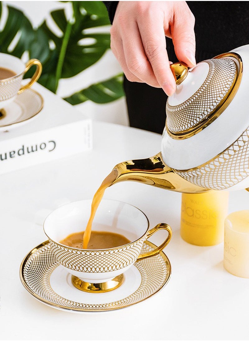 HenSunHome - 1 Cup 1 Saucer Phnom Penh Ceramic Coffee Cup And Saucer Afternoon Flower Tea Cup 220ml - Image 1