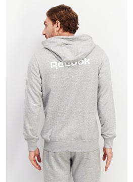 Reebok Men Sportswear Fit Long Sleeve Training Full Zipper Hooded Sweatshirt, Grey  - Image 2