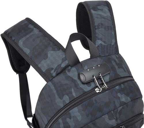 Tzowla Business Laptop Backpack Water Resistant Anti-Theft Backpack with USB Charging Port and Lock 17.3 Inch Computer Backpacks for Women Men, Casual Hiking Travel Daypack (Navy Blue Camo) - Image 4