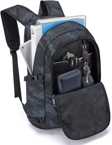 Tzowla Business Laptop Backpack Water Resistant Anti-Theft Backpack with USB Charging Port and Lock 17.3 Inch Computer Backpacks for Women Men, Casual Hiking Travel Daypack (Navy Blue Camo) - Image 2