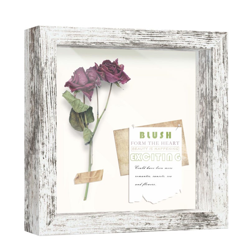 Frameworks 8x8 Driftwood Wooden Shadow Box Frome - Love Love Back Budged Glass و Consiss - Image 1