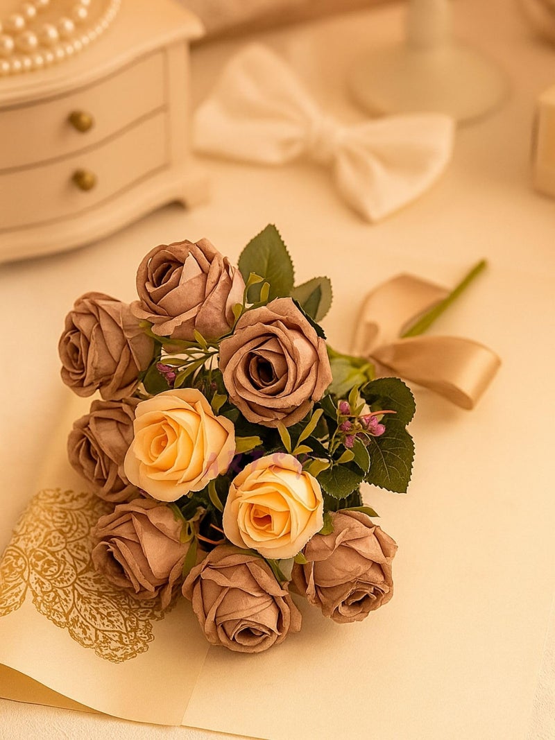 ARTSY® Artificial Flowers Bunch for Decoration Rose Flowers, Ideal for vase, Home, Office Decor, Gifts, Craft, Artificial Plants for Decoration, Without vase, Multi, Combo, 2 Piece, 35 cm Height - Image 4