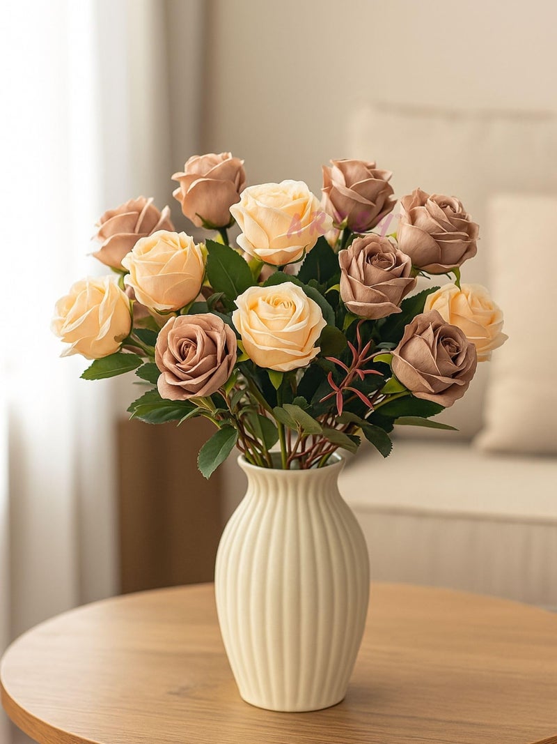 ARTSY® Artificial Flowers Bunch for Decoration Rose Flowers, Ideal for vase, Home, Office Decor, Gifts, Craft, Artificial Plants for Decoration, Without vase, Multi, Combo, 2 Piece, 35 cm Height - Image 1