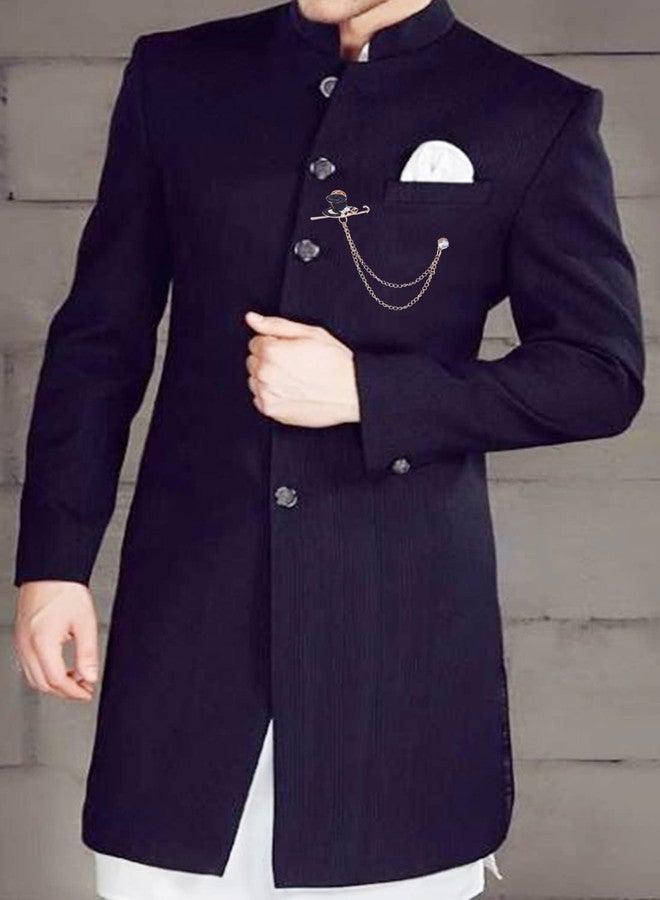 Adorn Layered Chain Magician Hat & Stick Brooch for Mens (B2085) - Image 3