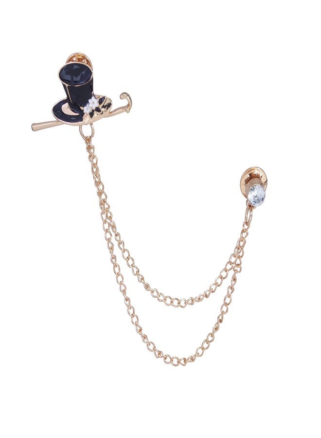 Adorn Layered Chain Magician Hat & Stick Brooch for Mens (B2085) - Image 2