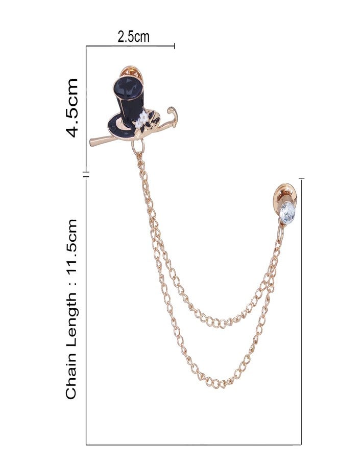 Adorn Layered Chain Magician Hat & Stick Brooch for Mens (B2085) - Image 4