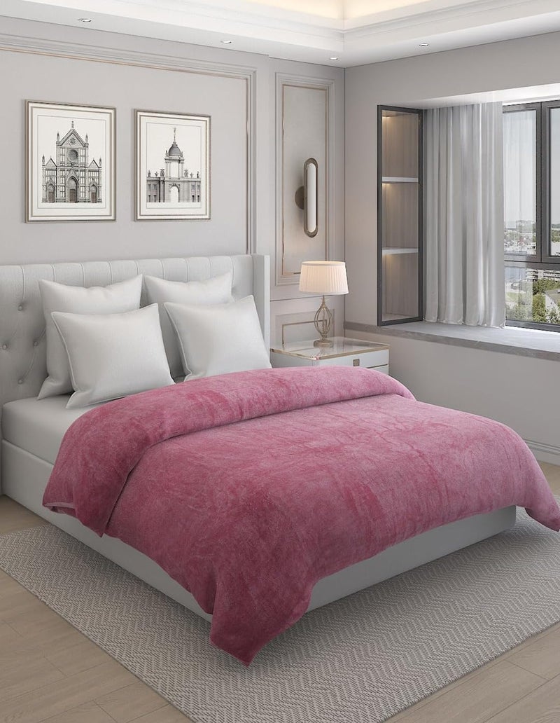 S&S Sands® Super Soft Double Bed Woollen Quilt Cover, 310TC Warm Duvet Cover, Woolen Duvet Cover/Rajai Cover/Blanket Cover/Quilt Cover King Size=90x100 Inches, Winter Blanket Cover (Baby Pink) - Image 1
