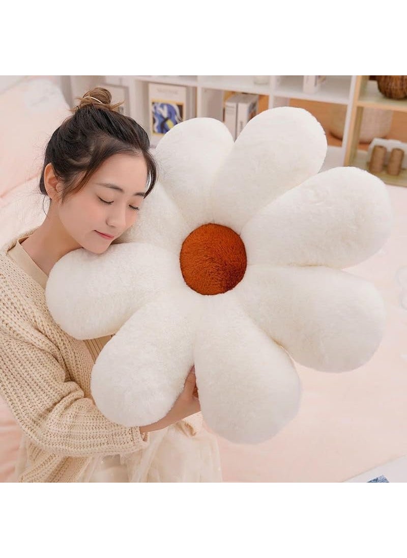 AVSHUB AVSHUB Sunflower Shaped Throw Pillows Cute Preppy Decorative Pillows Floor Cushion for Girls Bedroom Bed Room Couch Sofa Chair Aesthetic Decor (35CM, White)  - Image 2