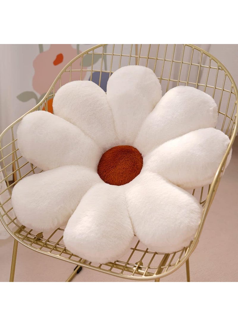 AVSHUB AVSHUB Sunflower Shaped Throw Pillows Cute Preppy Decorative Pillows Floor Cushion for Girls Bedroom Bed Room Couch Sofa Chair Aesthetic Decor (35CM, White)  - Image 1
