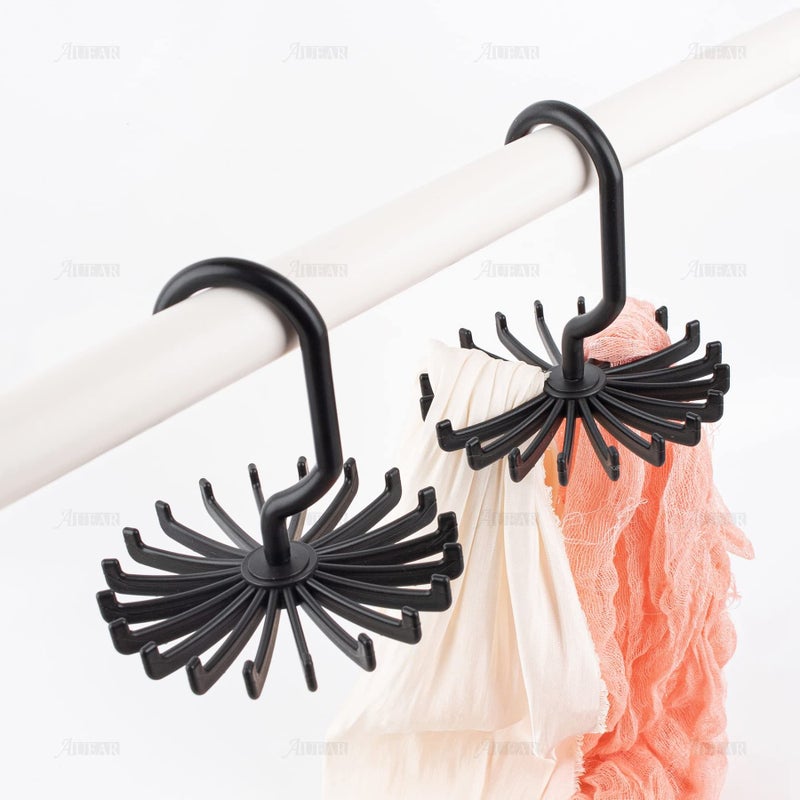 AUEAR, 8 Pack 360 Degree Rotating Scarf Hanger 20 Hooks Twirl Plastic Ties for Women Men Home Bedroom Supplies (Black) - Image 5