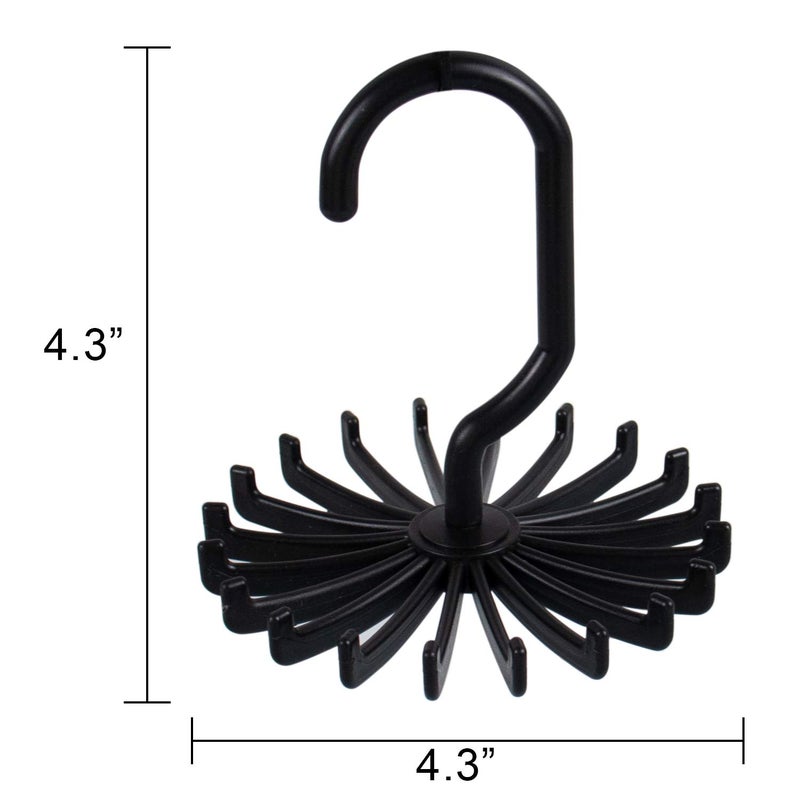 AUEAR, 8 Pack 360 Degree Rotating Scarf Hanger 20 Hooks Twirl Plastic Ties for Women Men Home Bedroom Supplies (Black) - Image 2