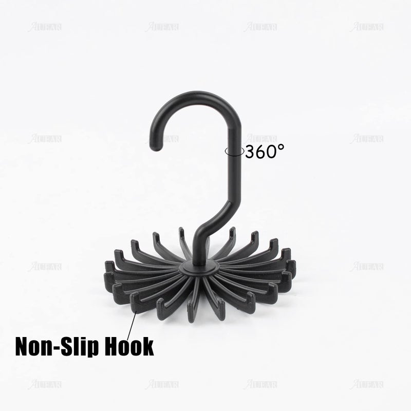 AUEAR, 8 Pack 360 Degree Rotating Scarf Hanger 20 Hooks Twirl Plastic Ties for Women Men Home Bedroom Supplies (Black) - Image 3