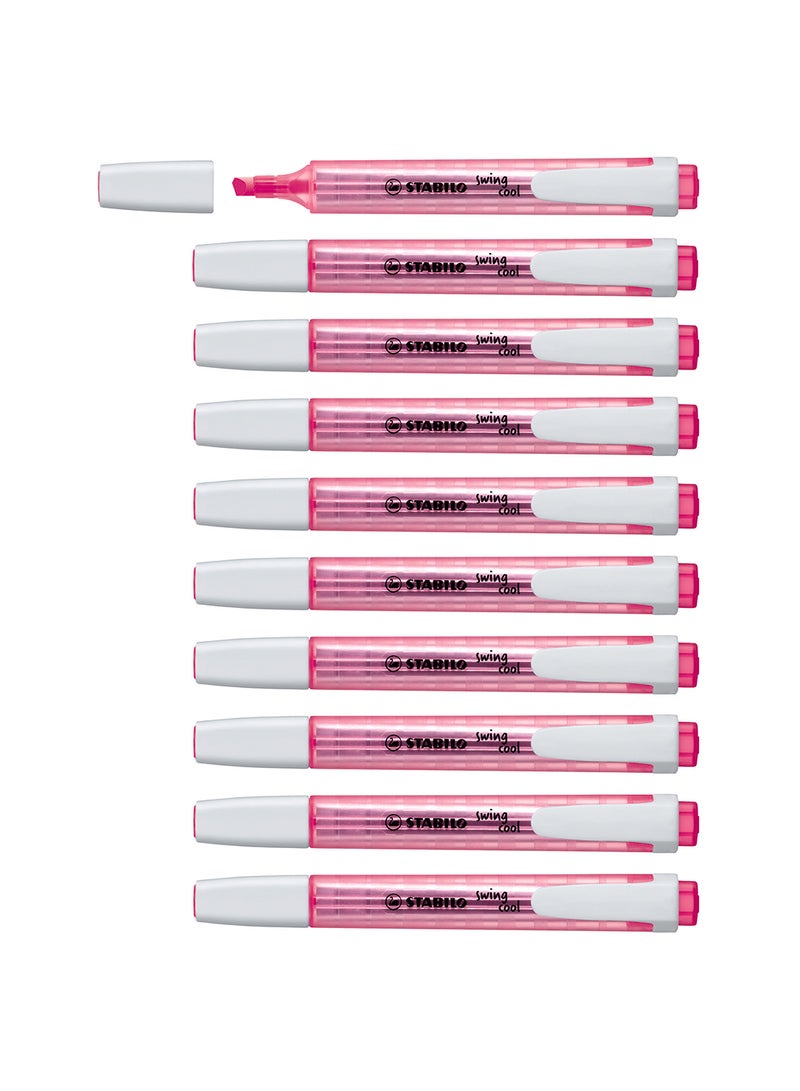 STABILO Highlighter Pen - Swing Cool Pack of 10 Pink Highlighters , Anti-Dry Out , for Drawing Illustrations , Note Taking - Image 3