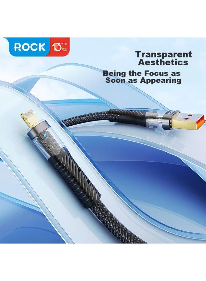 Rock Apple Charging Cable, Fast Charging Data Cable, Usb To Lightning, Tablet Ipad, Iphone 14/13 Pro Max/12/xs Phone, 1.2 Meters - Image 3