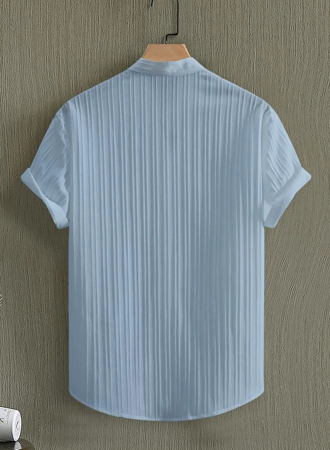 Take Two Men Textured Stand Collar Casual Shirt