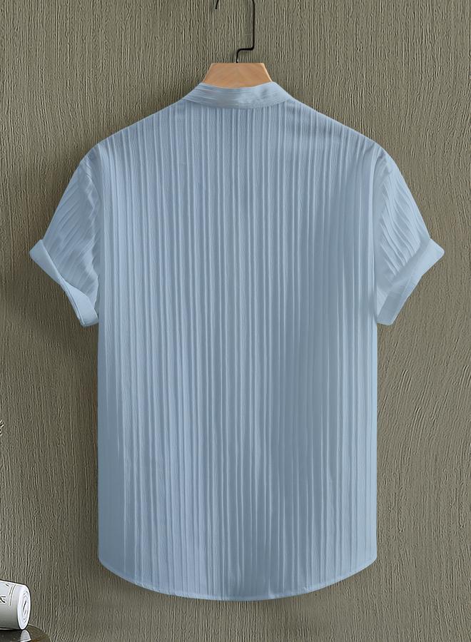Take Two Men Textured Stand Collar Casual Shirt - Image 2