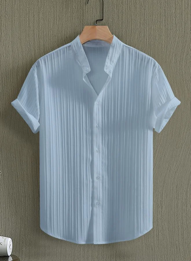 Take Two Men Textured Stand Collar Casual Shirt