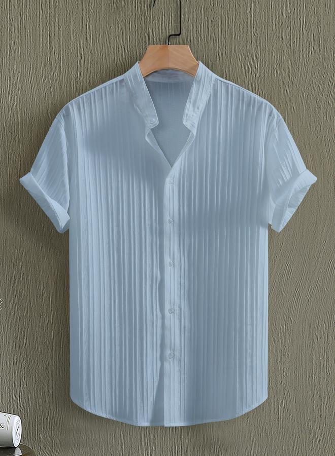Take Two Men Textured Stand Collar Casual Shirt - Image 1