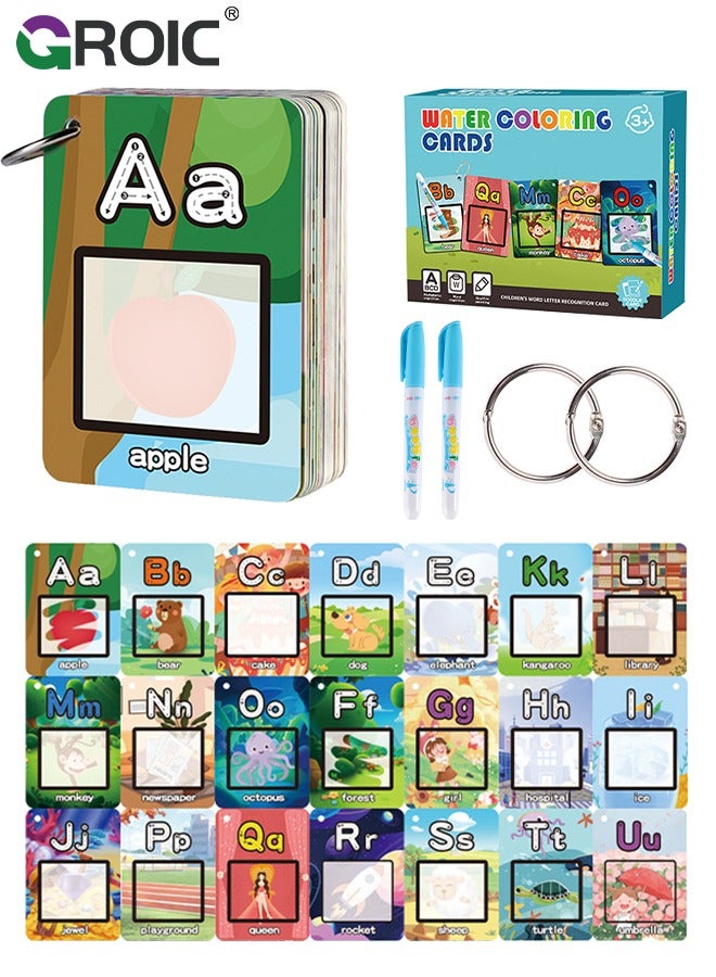 GROIC Alphabet Water Coloring Cards, Aqua Painting Doddle Flashcards, Drawing 26 Letters ABC Words, Educational Learning Toy,Alphabet Cards - Image 1