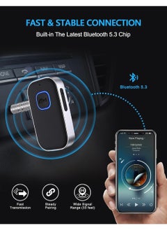 Captaintech Bluetooth Receiver for Car, Noise Cancelling 3.5mm AUX Bluetooth Car Adapter, Wireless Audio Receiver for Home Stereo/Wired Headphones, Hands-Free Call, 16H Battery Life  - Image 3