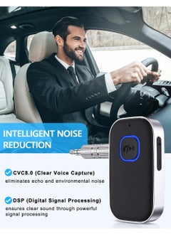 Captaintech Bluetooth Receiver for Car, Noise Cancelling 3.5mm AUX Bluetooth Car Adapter, Wireless Audio Receiver for Home Stereo/Wired Headphones, Hands-Free Call, 16H Battery Life  - Image 4