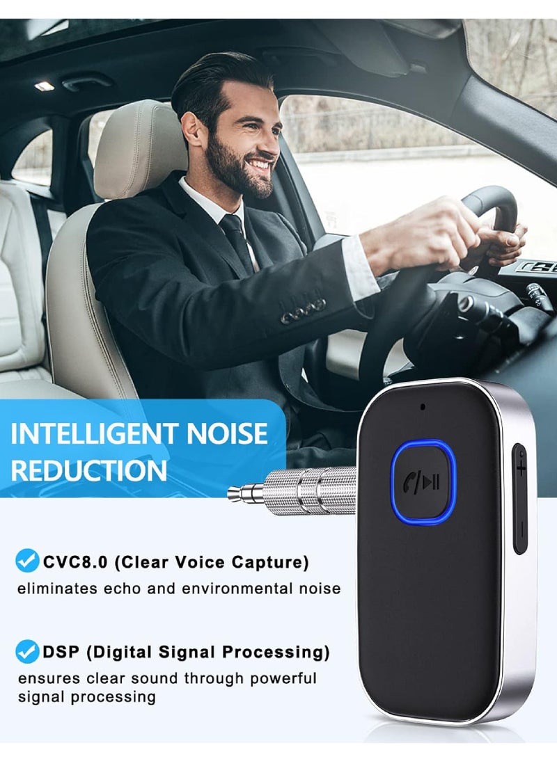 Captaintech Bluetooth Receiver for Car, Noise Cancelling 3.5mm AUX Bluetooth Car Adapter, Wireless Audio Receiver for Home Stereo/Wired Headphones, Hands-Free Call, 16H Battery Life  - Image 4
