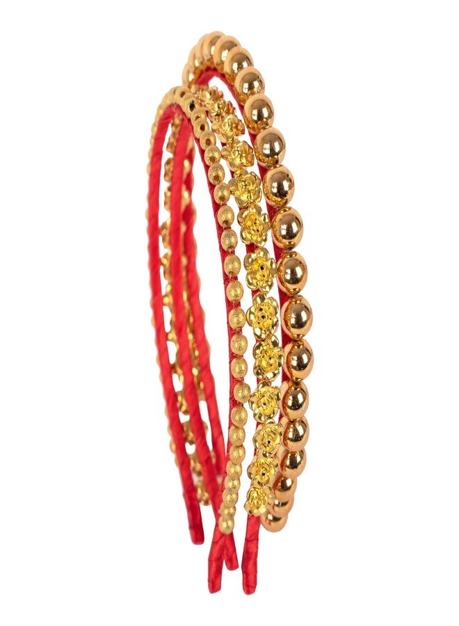 CHOKO Set Of Three Rose & Beaded Hair Bands - Golden for Girls (2-15 Years) Online in India - CHK176 - Image 4