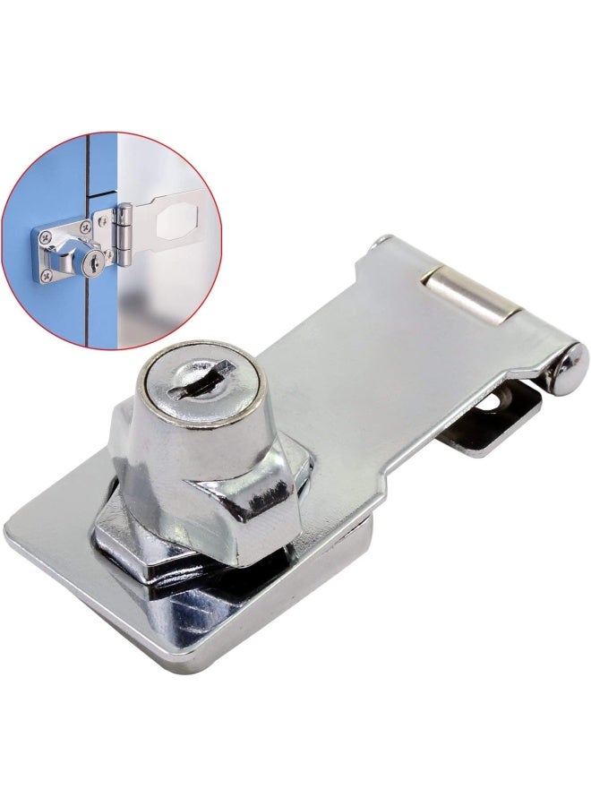 ROBUSTLINE Hasp Locks Twist Knob Keyed Locking Hasp For Small Doors Cabinets And More Chrome Plated Hasp Lock Catch Latch Safety Lock Silver 3Inch - Image 5