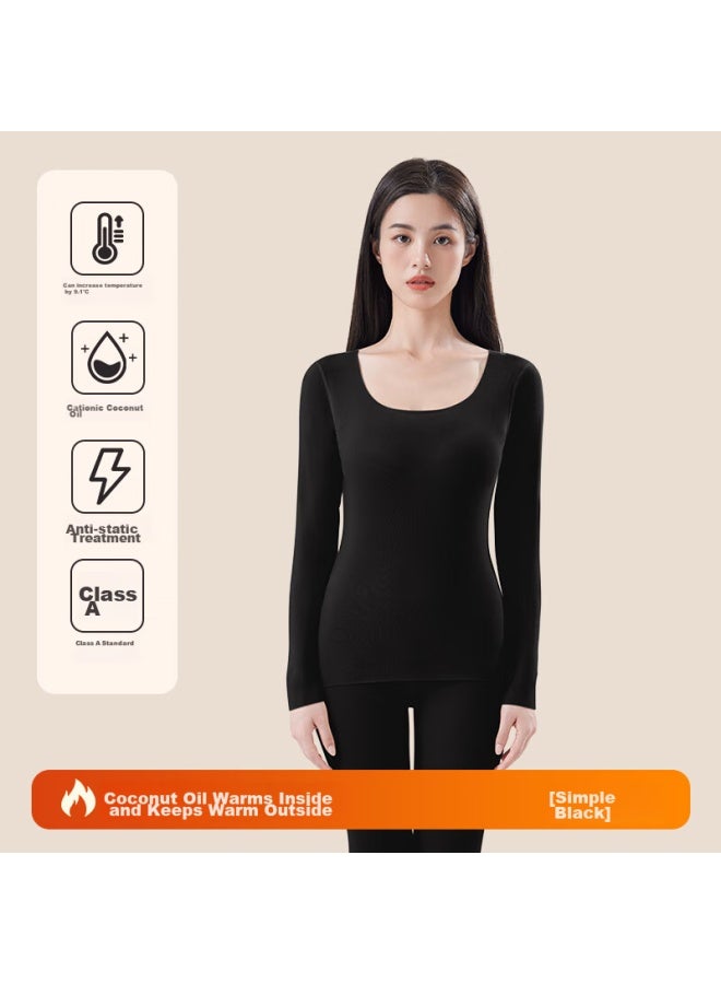 Madallo Modal A-class Coconut Oil Extract Women's Thermal Underwear, Seamless, Heat-generating, Antibacterial, Autumn Top And Pants Set, Round Neck Base Layer - Image 2