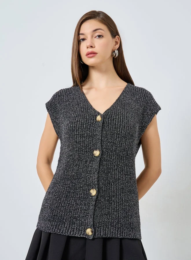 Styli  Styli Black Sleeveless Chunky Knit Vest for Women | Best Price UAE