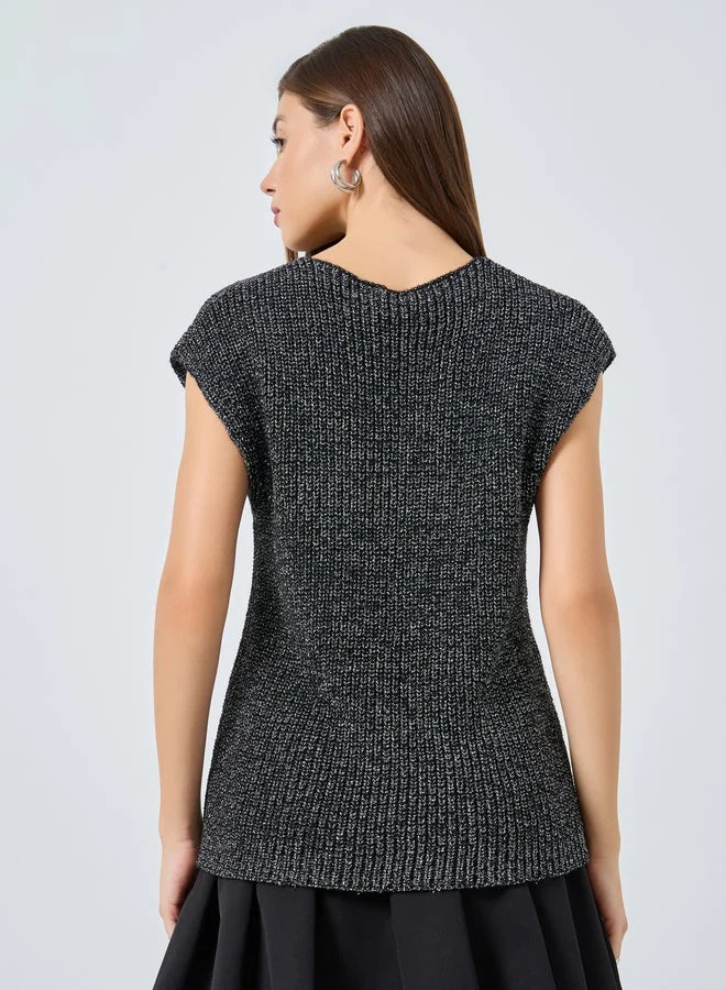Styli  Styli Black Sleeveless Chunky Knit Vest for Women | Best Price UAE