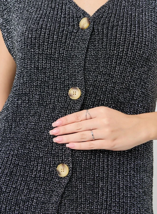 Styli  Styli Black Sleeveless Chunky Knit Vest for Women | Best Price UAE