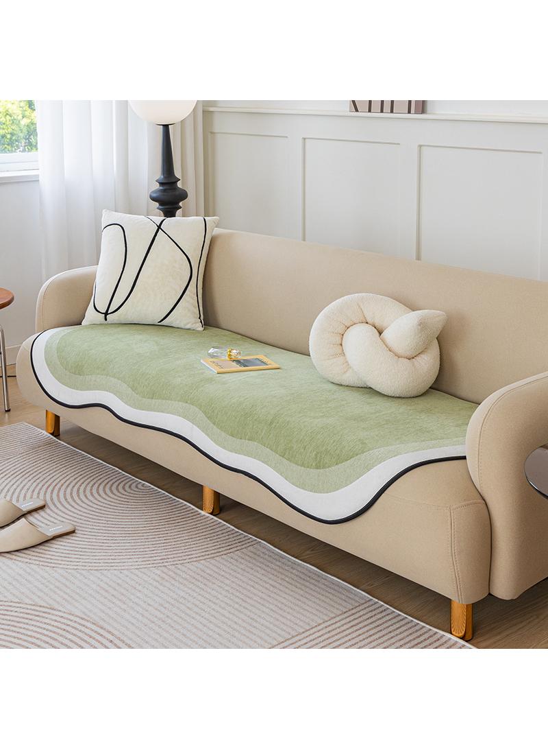 Chenille Irregular Shape Sofa Cover Fabric Simple and Non slip Sofa Cushion Anti cat Scratch Cover Scarf Green 90 * 160cm  - Image 1