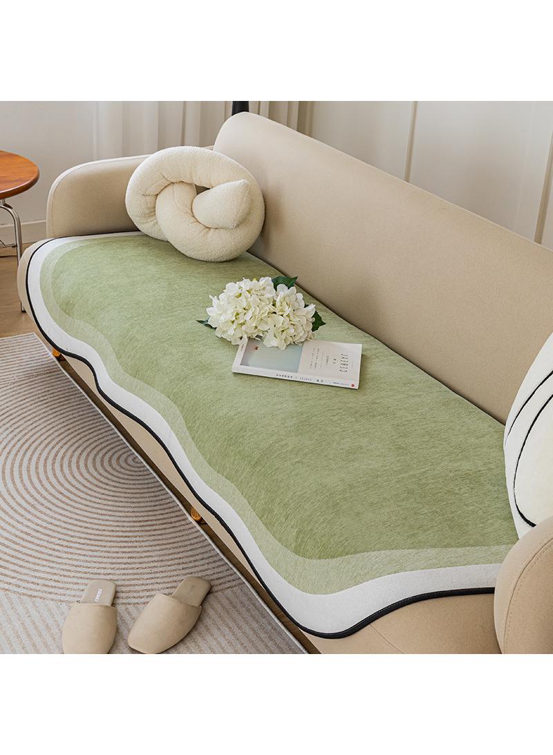 Chenille Irregular Shape Sofa Cover Fabric Simple and Non slip Sofa Cushion Anti cat Scratch Cover Scarf Green 90 * 160cm  - Image 2