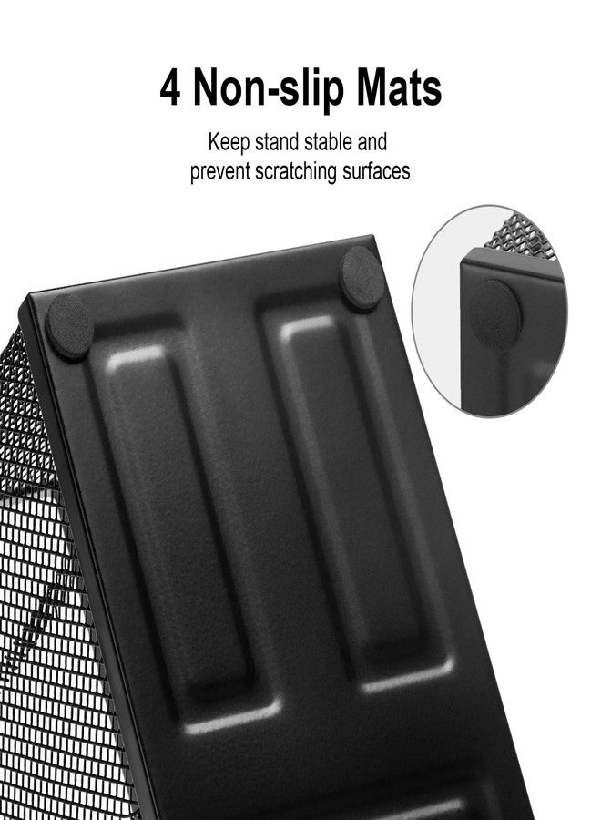 Comix Mesh Pen Pencil Holder Desk Organizer, 3 Compartment Wire Desktop Pen Pencil Cup Caddy Office Supplies Accessories for Home Office School, Black(2 Pack) - Image 5