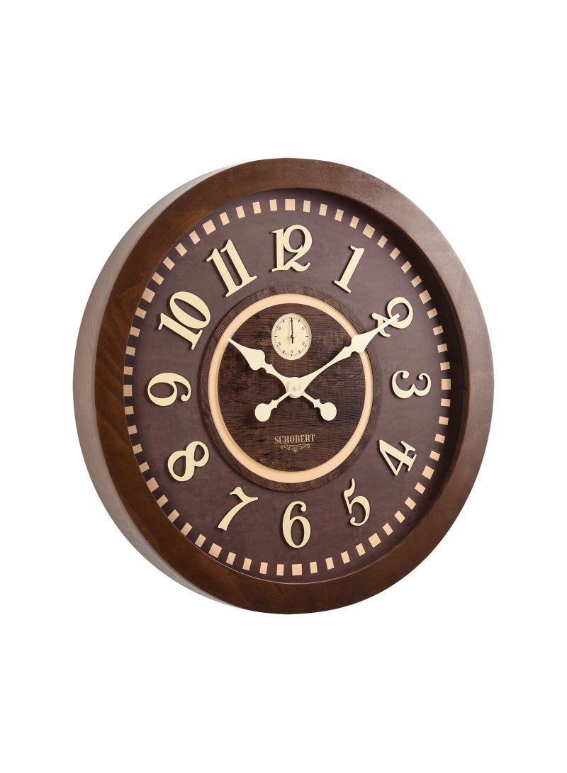Schobert Wooden Wall Clock 60cm Silent Silky Move Sub-Second Hand 3D Numerals - Image 2