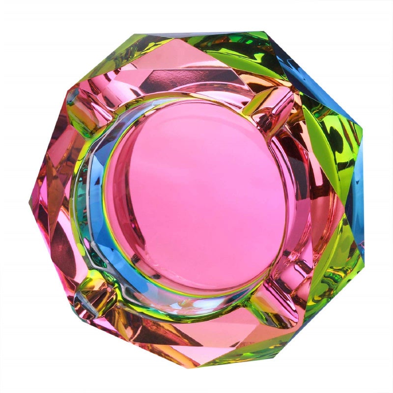 Cigarette Ash Tray 4.5 Inch High-Quality Glass - Angle-Shifting Colorful Design Decorative Ashtray for Home Office Patio Bar Restaurant - Image 1