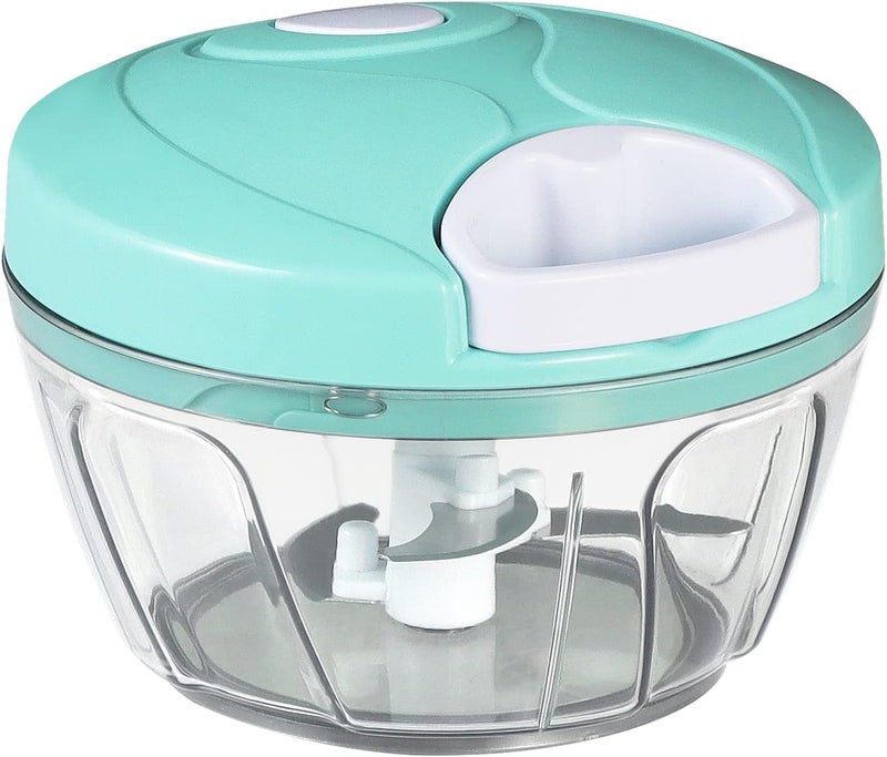 Cambom Manual Food Chopper Vegetable Cutter, Chopper Hand String Vegetable Chopper Onions Cutter for Vegetable Fruits Nuts Durable BPA Free Food Safe Material (2 Cup-SolfBlue) - Image 1