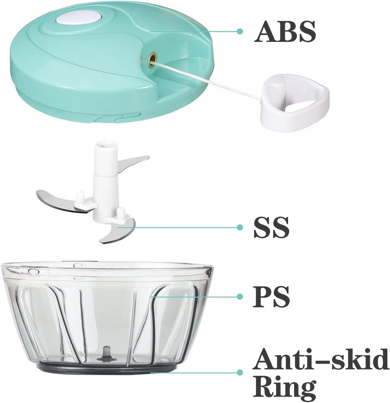 Cambom Manual Food Chopper Vegetable Cutter, Chopper Hand String Vegetable Chopper Onions Cutter for Vegetable Fruits Nuts Durable BPA Free Food Safe Material (2 Cup-SolfBlue) - Image 5