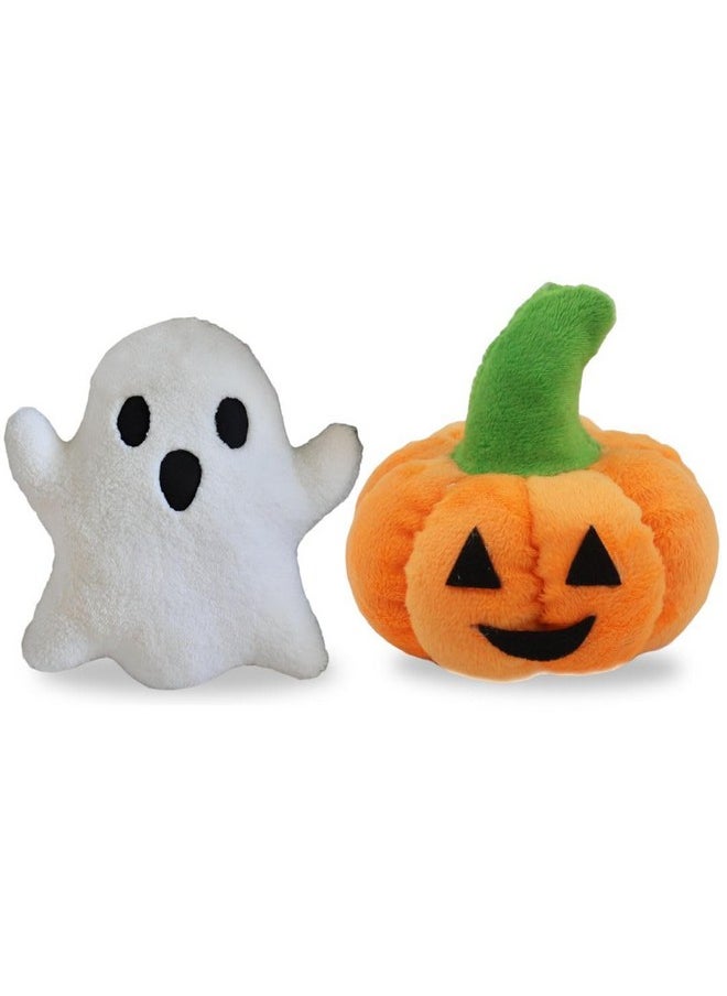 Tickles Halloween Special Combo Of Ghost & Pumpkin Soft Stuffed Plush Toy Pillow For Kids Boys & Girls (Size: 25 Cm, Color: White & Orange)  - Image 1